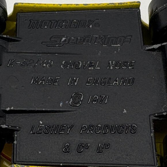 Vtg Matchbox Lesney Speed Kings Shovel Nose 1971 Yellow K-32/40 Car (SKU: 378TO) - Picture 15 of 15